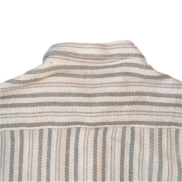 Zara Men's Casual Striped Shirt - Cream and Blue - Picture 5 of 6